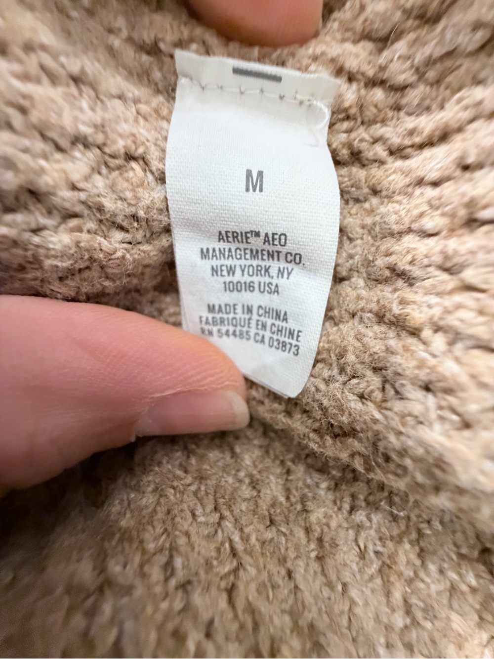 Aerie Tan Waffle Knit Sweater Size M Cozy Oversized - Picture 5 of 8